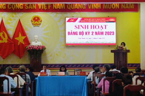 Chiều ngày 11/01/2024, Đảng uỷ phường Hoài Thanh Tây tổ chức Sinh hoạt Đảng bộ kỳ 2 năm 2023 và triển khai nhiệm vụ năm 2024.